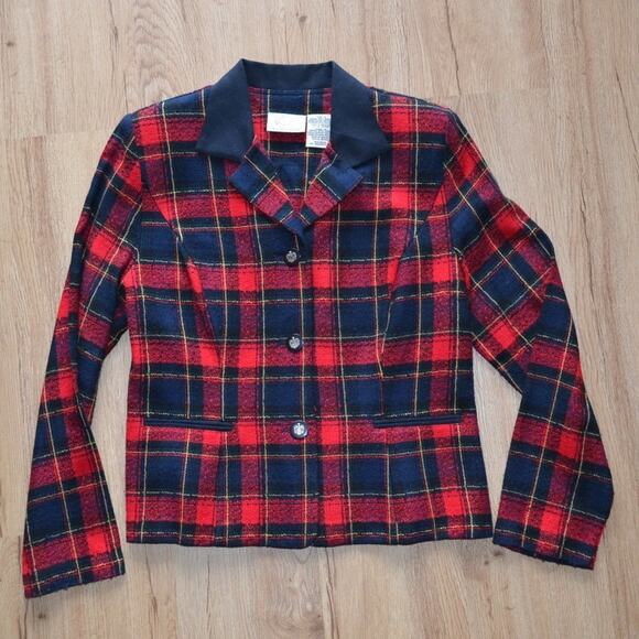 Kathie Lee Collection Plaid Blazer Jacket - Picture 1 of 4
